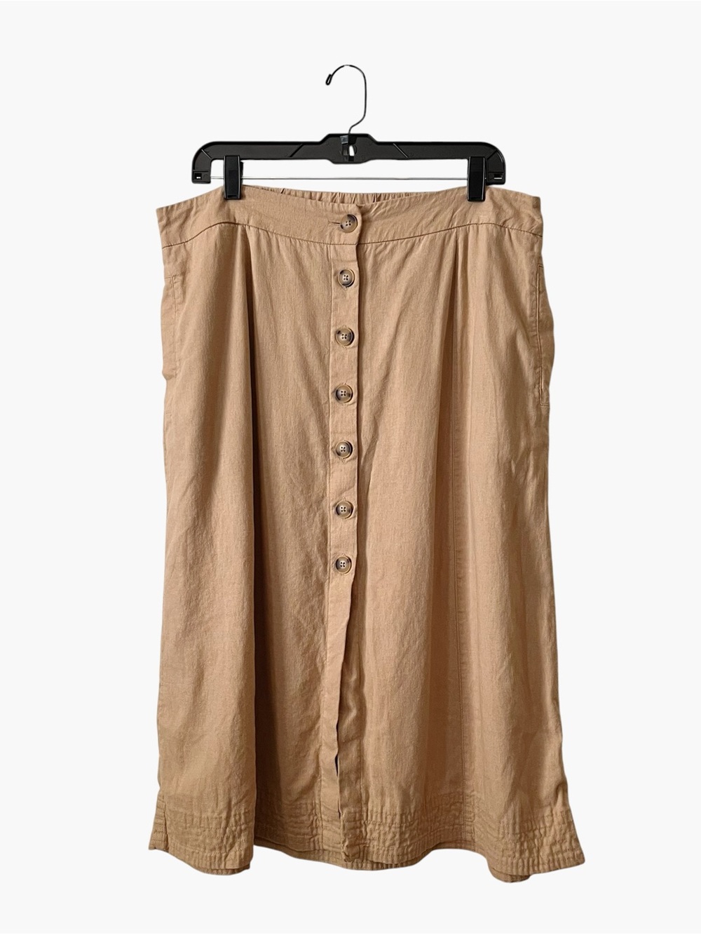 Universal Thread Button Front Maxi Skirt Women's Size L Khaki Linen Lagenlook